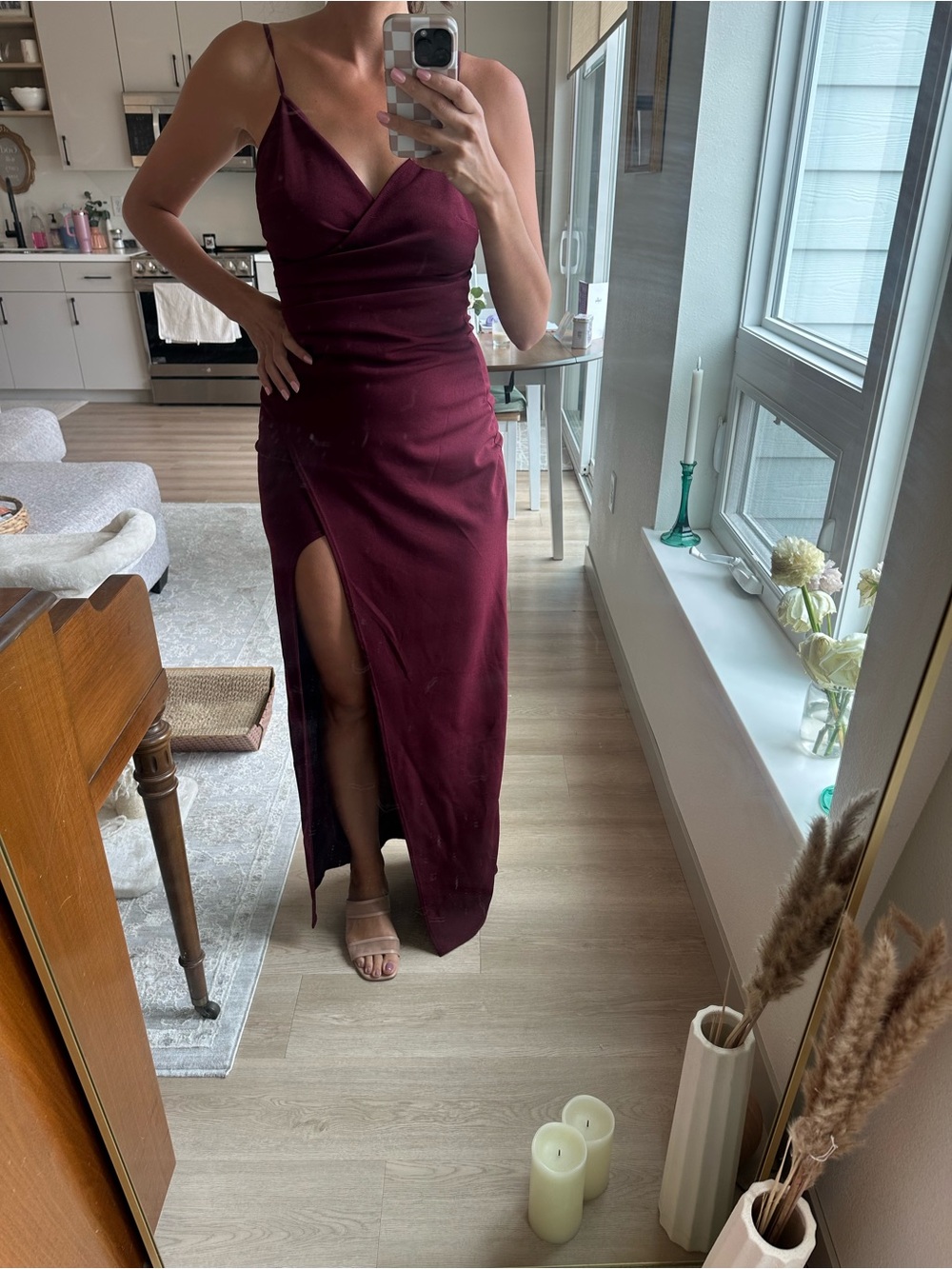 Windsor Plum Slip Maxi Dress with Thigh Slit